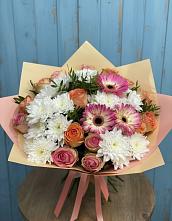 Букет цветов из:  Розы, Герберы и Хризантемы в Горки-8