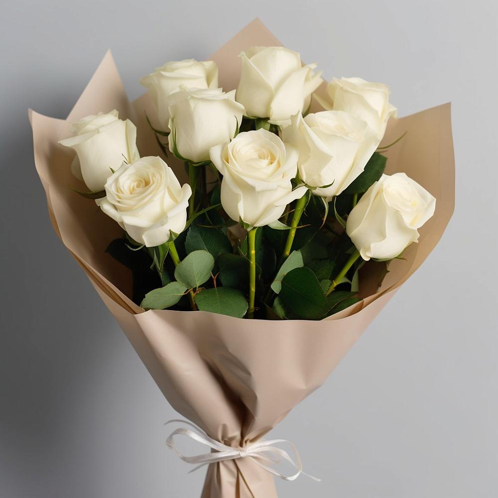 Букет 9 Белых роз Эдлесс Лав в Горки-8