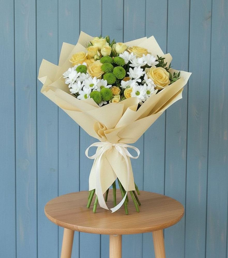 Букет цветов из: Хризантемы и Розы в Горки-8