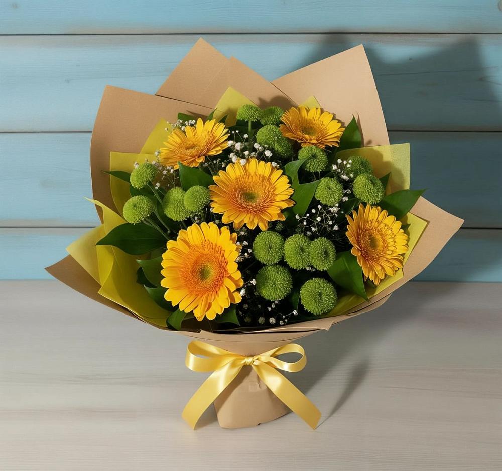Букет цветов из: Герберы и Хризантемы в Горки-8