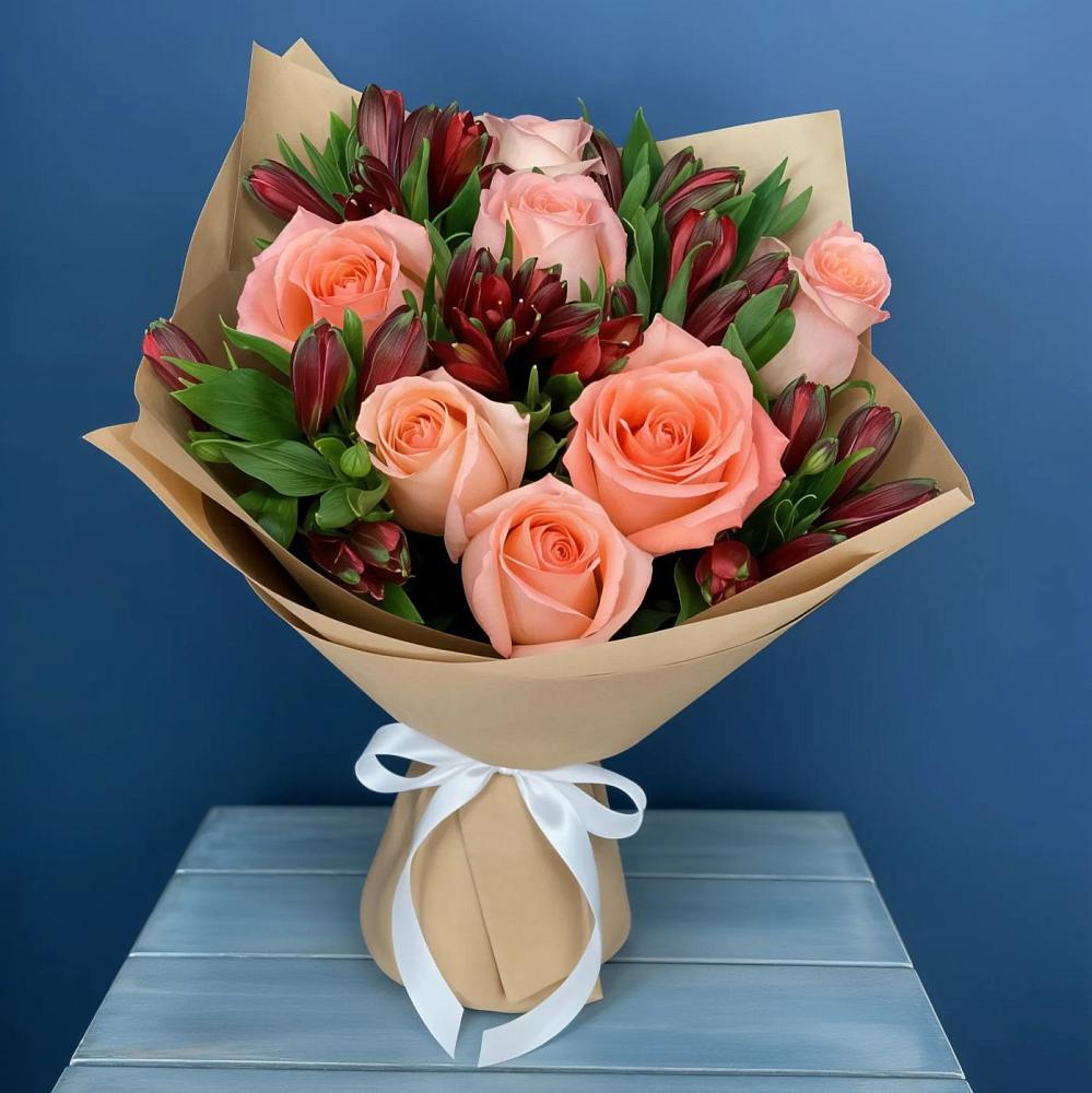 Букет цветов из: Розы и Альстромерии в Горки-8