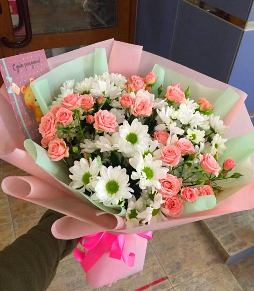 Букет цветов из: Розы и Хризантемы в Горки-8