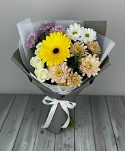 Букет цветов из:  Розы, Герберы и Хризантемы в Горки-8