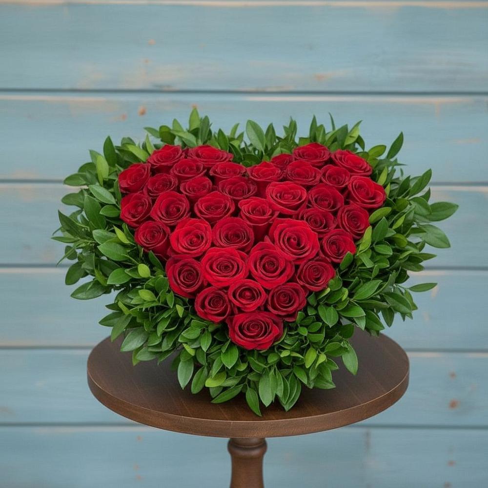 Цветочная композиция из Розы в виде сердца в Горки-8