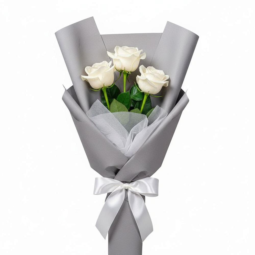 Букет 3 белые розы в Горки-8