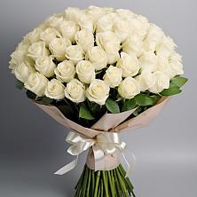 Букет 101 беля роза Белоснежка в Горки-8