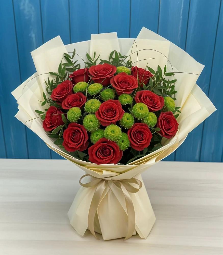 Букет цветов из: Розы и Хризантемы в Горки-8