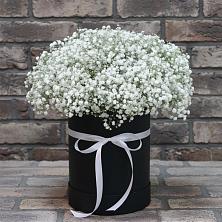 Цветочная композиция из Гипсофила в шляпной коробке в Горки-8