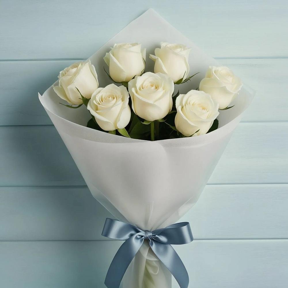 Букет 7 Белых роз Эдлесс Лав в Горки-8