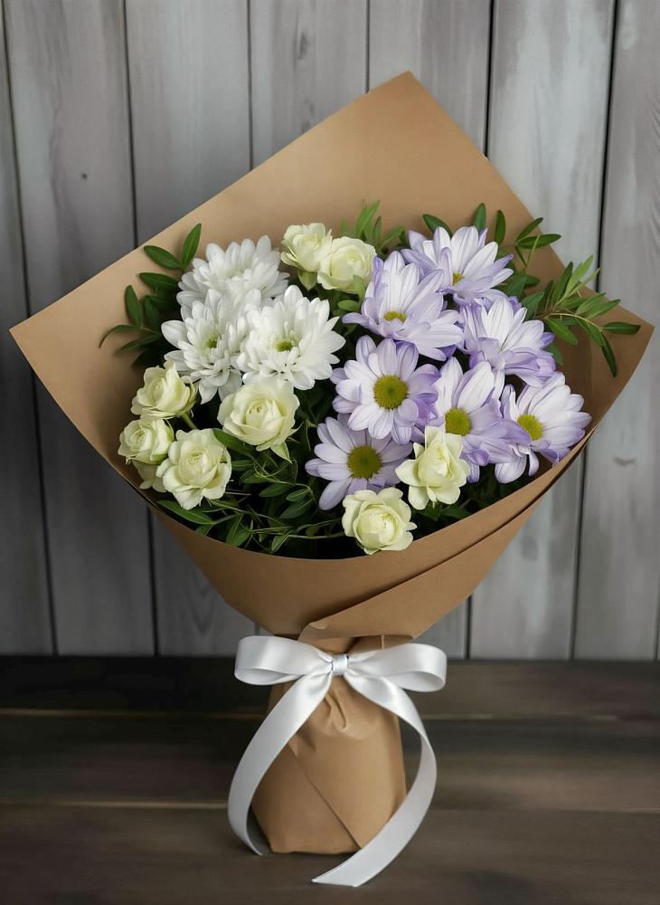 Букет цветов из: Хризантемы и Розы в Горки-8