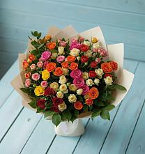 Букет Микс из разноцветных кустовых роз в Горки-8