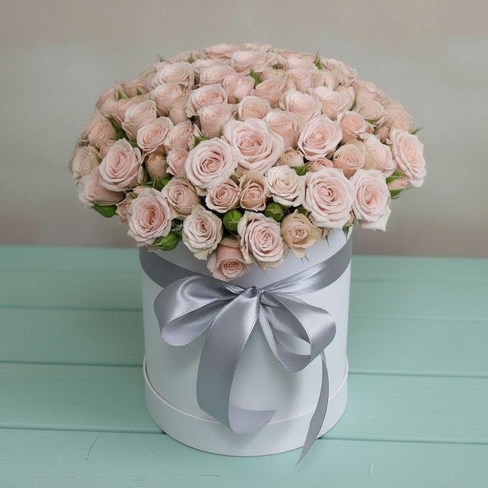 Цветочная композиция из Розы в шляпной коробке в Горки-8